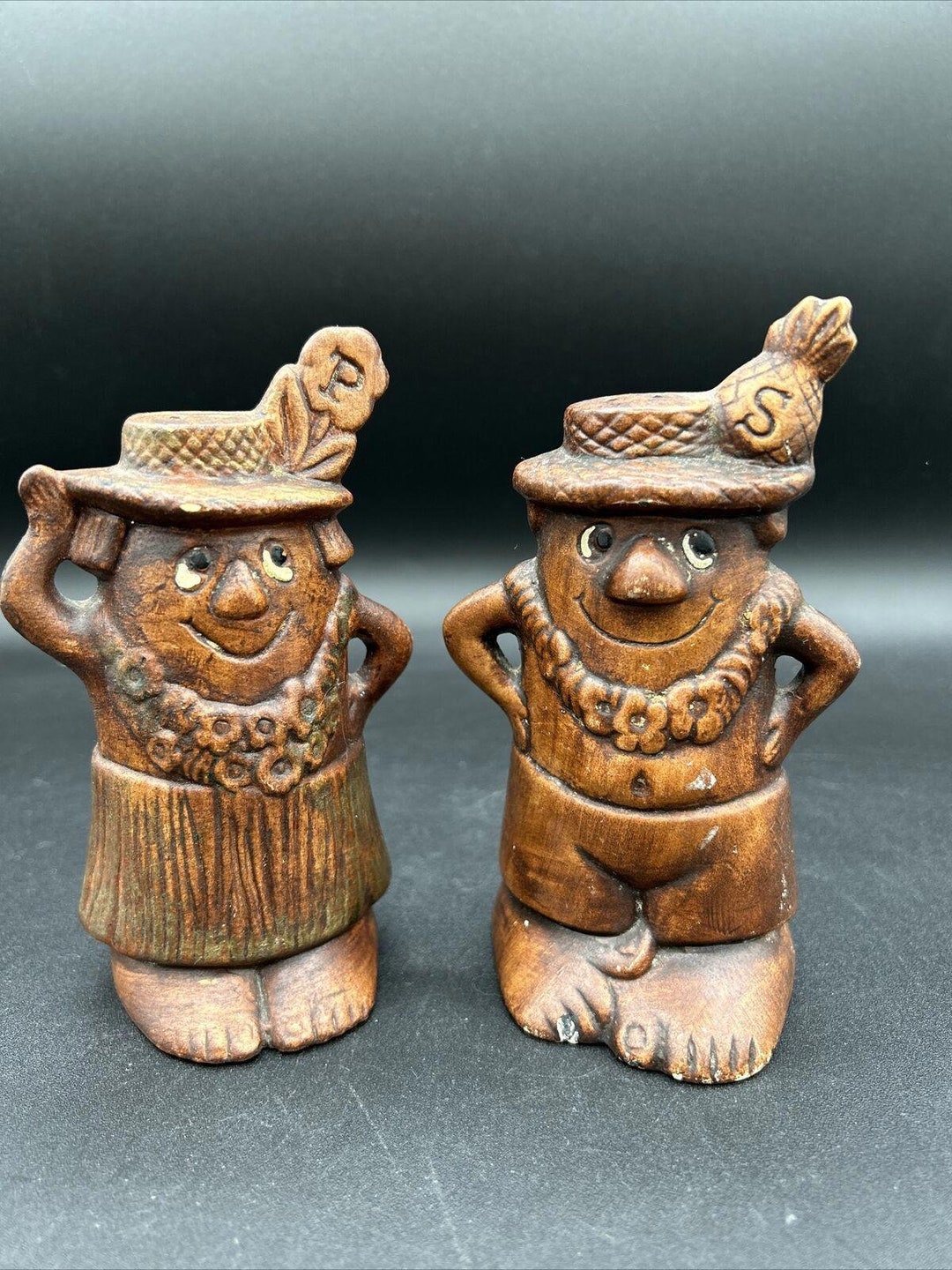 Mr. & Mrs. Tiki Large Salt and Pepper Shakers Stamped Hula Etsy