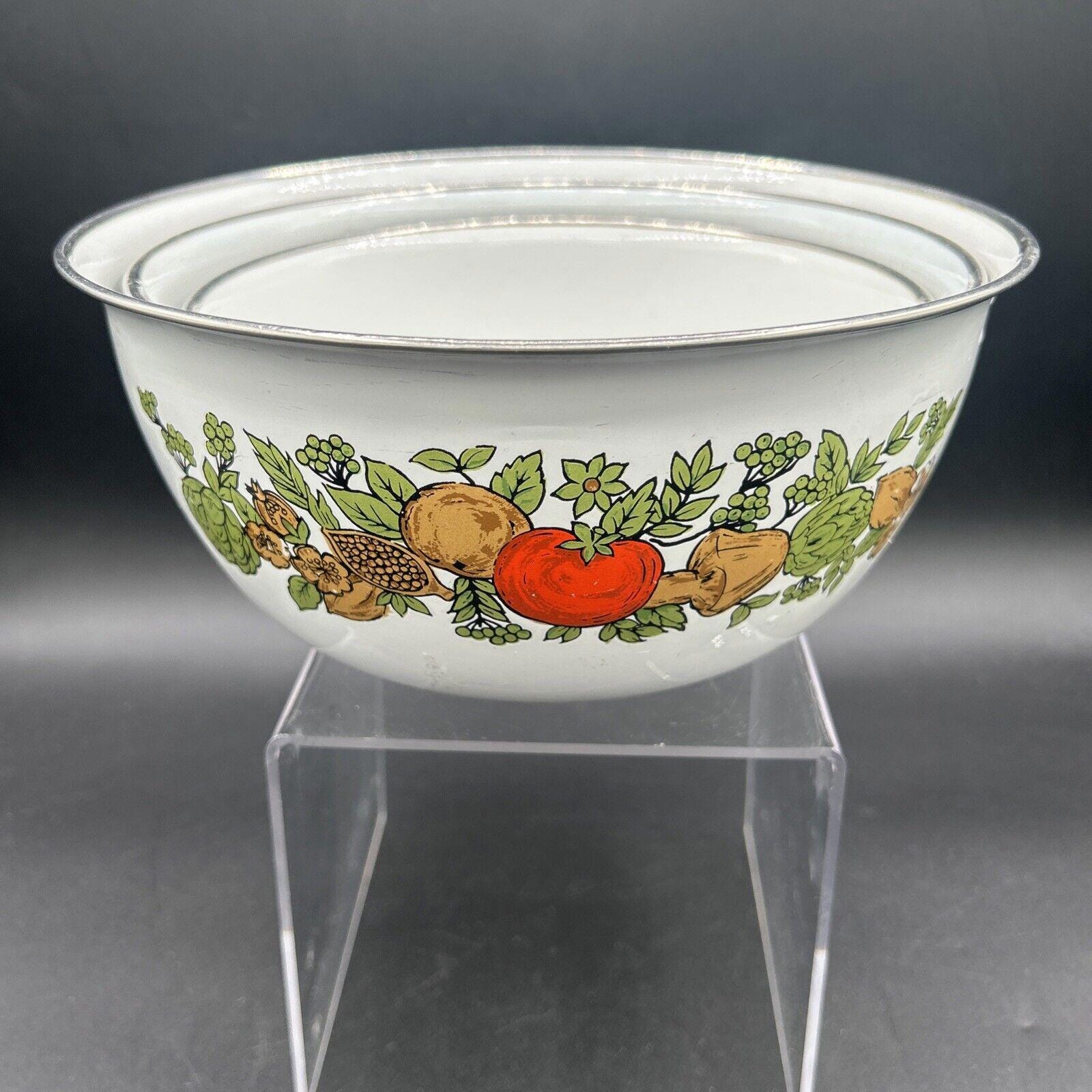 Levcoware Enamel Ware Mixing Serving Bowls Vegetable Pattern