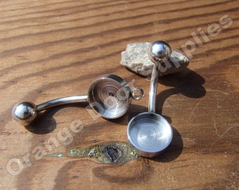 Anillos para ombligo de acero quirúrgico con bisel y bucle, calibre 14, varios tamaños