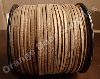 Faux Suede Cord Gold Taupe  3 x 1.5 mm- 5 yards/15 feet (G401)