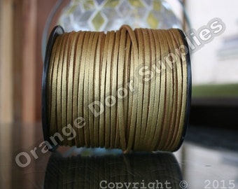 Gold 20 Feet Faux Leather Smooth Side Cord 3 x 1.5 mm-  (303)