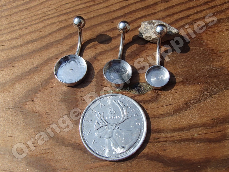 Bezel Surgical Steel Belly Button Rings 14 Gauge 6 8 10 or Etsy