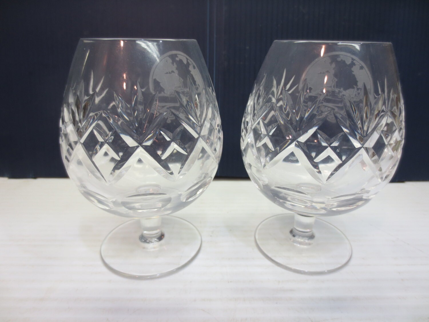 Set Of 2 Royal Doulton Crystal Brandy Snifters With Etched Etsy