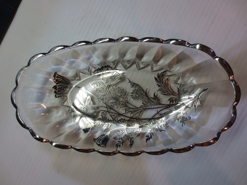 Flanders Poppy Glass Celery Dish Silver City Vintage