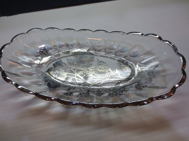 Flanders Poppy Glass Celery Dish Silver City Vintage