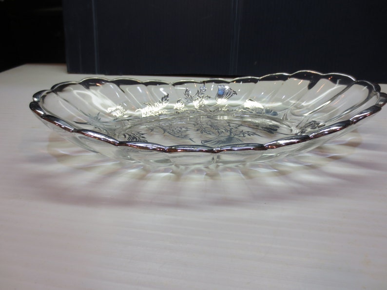 Flanders Poppy Glass Celery Dish Silver City Vintage