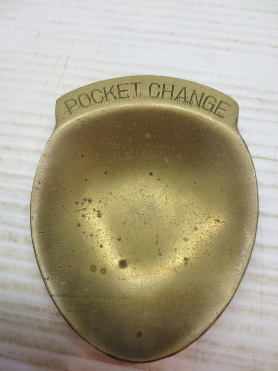 Vintage Solid Brass Pocket Change Dish Tray Coin K