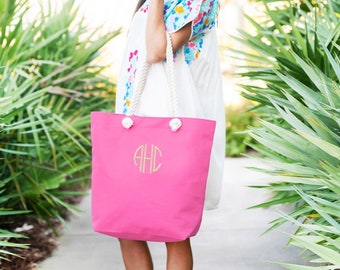 Pink Monogram Tote, Everyday Tote, Bridesmaid Tote Bag, Bridal Party Totes, Monogram Beach Bag, Monogrammed Tote, Pink Monogram Beach Tote