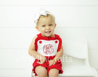 Girls Sunsuit, Girls Monogram Romper, Monogram Bubble, Ruffle Romper, Monogram Sunsuit, Monogrammed Baby Bubble, Personalized Sunsuit,