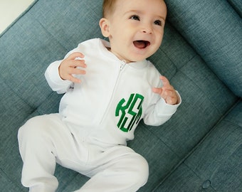 Monogrammed Footie, Baby Coming Home Outfit, Monogrammed Sleeper, Baby Shower Gift, Monogram Sleeper, Monogram Sleeper, Personalized Baby