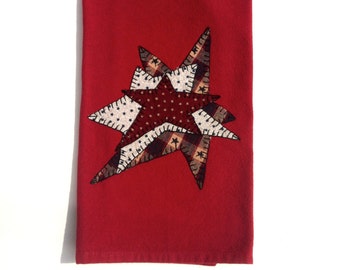Stars and Stripes Patriotic Applique Tea Towel, Kitchen Towel, Dish Towel, Hand Towel, 4th of July