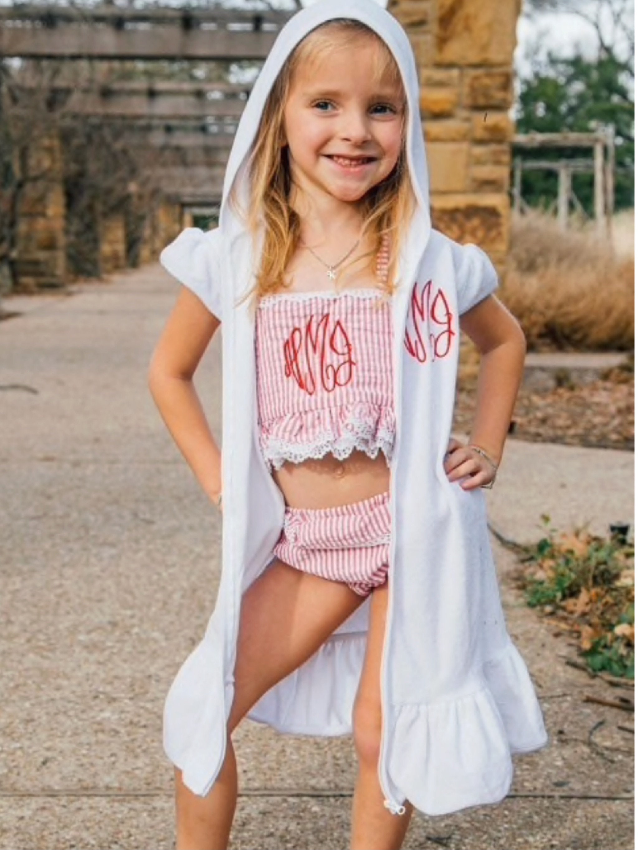 Girls Monogram Swimsuit Cover Up 
