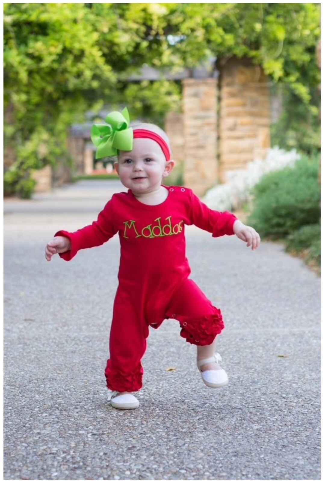 Girls Romper, Baby Girl Romper Long Sleeve, Girls Monogram Romper