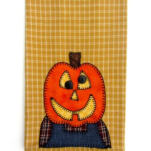 Halloween Tea Towel Thanksgiving Tea Towel Pumpkin Applique Tea Towel, Hand Towel, Dish Towel, Kitchen Towel, Home Decor, Halloween Decor image 4