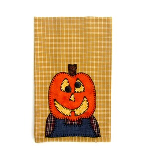 Halloween Tea Towel Thanksgiving Tea Towel Pumpkin Applique Tea Towel, Hand Towel, Dish Towel, Kitchen Towel, Home Decor, Halloween Decor image 2