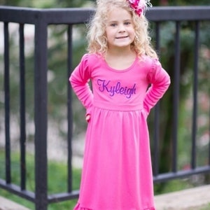 Girls Monogram Dress Long Sleeve, Personalized dress, Toddle Winter Outfit, Girls Dresses, Monogrammed Dress, Girls Fall Outfit Pink