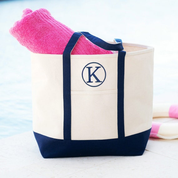 Monogram top beach tote