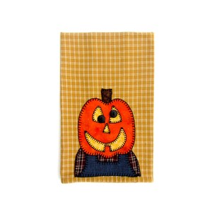 Halloween Tea Towel Thanksgiving Tea Towel Pumpkin Applique Tea Towel, Hand Towel, Dish Towel, Kitchen Towel, Home Decor, Halloween Decor image 1