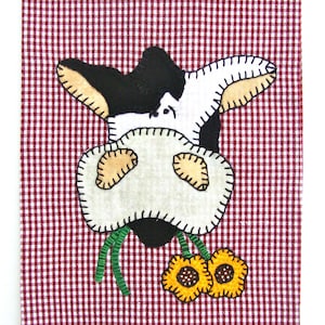 Cow Applique Tea Towel, Kitchen Towel, Dish Towel, Hand Towel country decor image 1