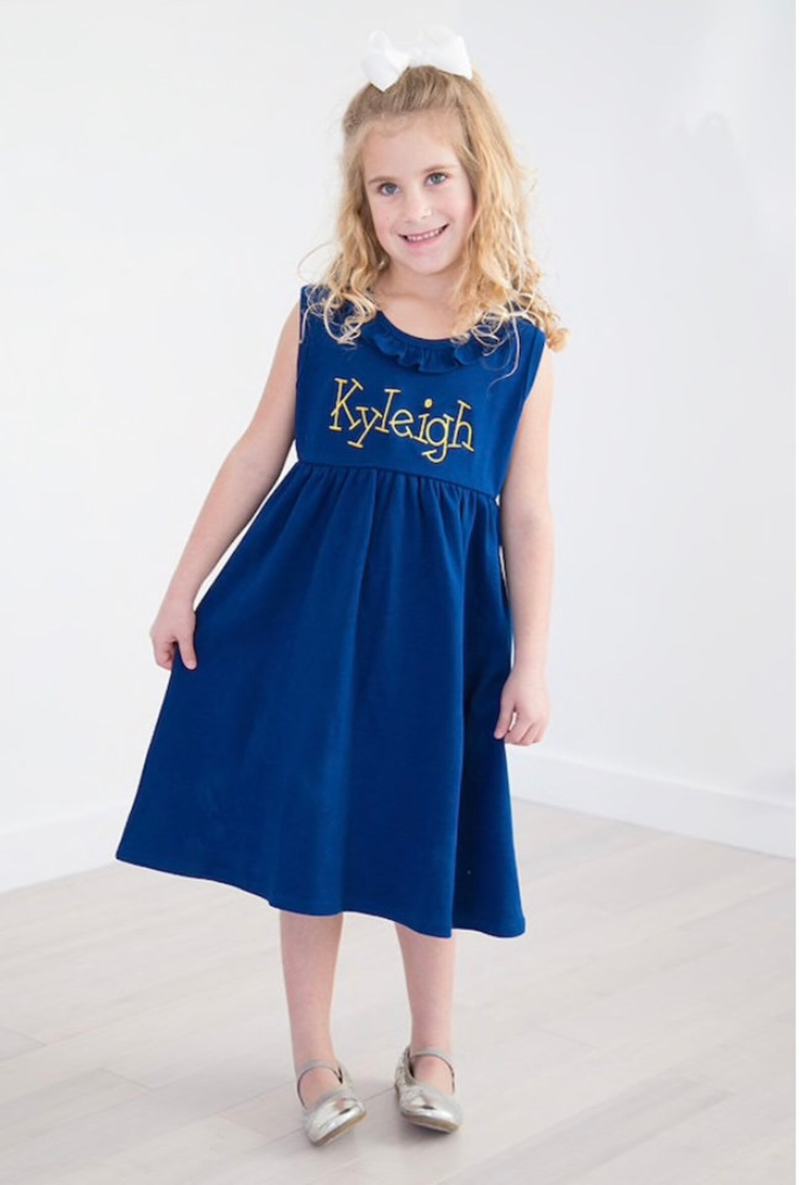 Monogram Dress Monogrammed Girls Ruffle Dress Monogrammed Etsy