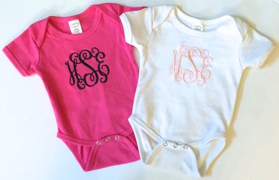 monogram baby romper