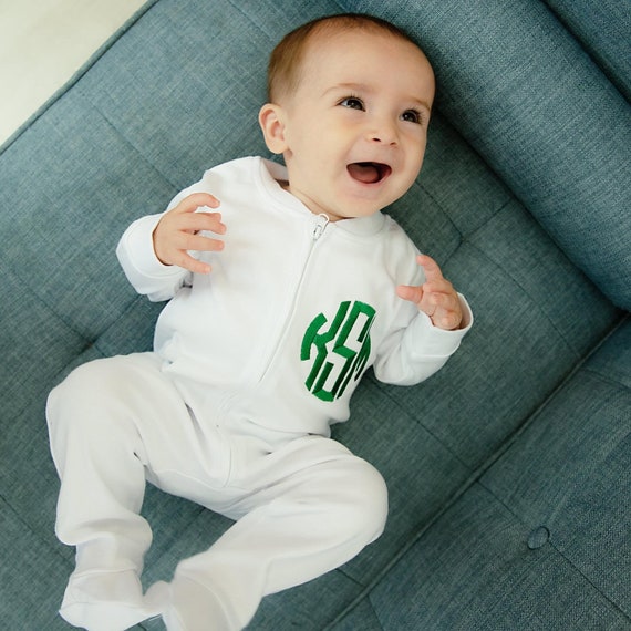 Monogram top baby pajamas