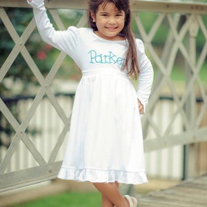 Girls Monogram Dress Long Sleeve, Personalized dress, Toddle Winter Outfit, Girls Dresses, Monogrammed Dress, Girls Fall Outfit White