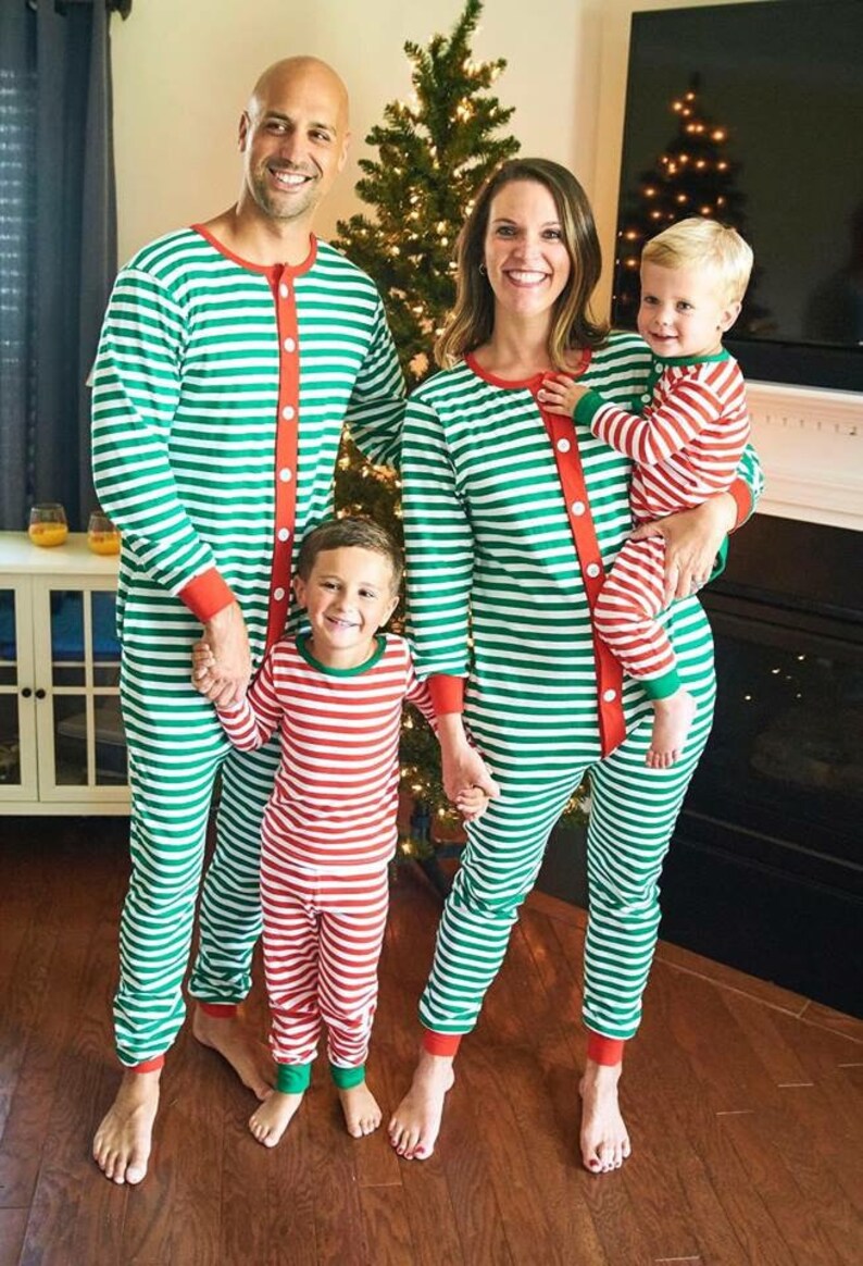 Family Christmas Pajamas Red and Green Stripe Kids Christmas - Etsy