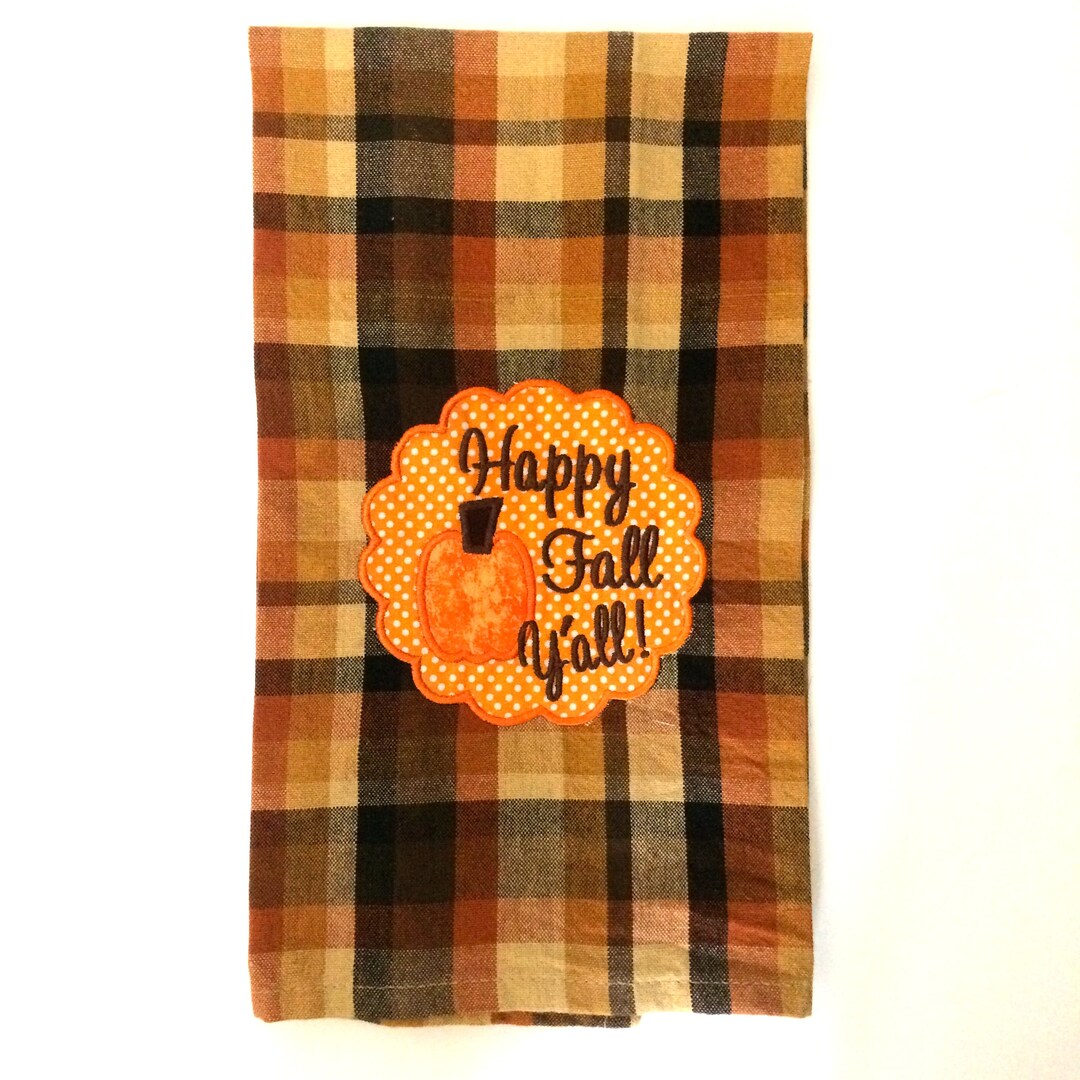 Fall Applique, Fall Applique Tea Towel, Fall Kitchen Towel ...