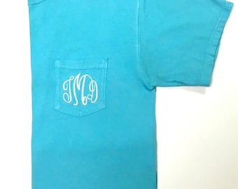 Short Sleeve Monogrammed T Shirt, Monogram T Shirt, Monogram Short Sleeve Pocket T, Monogram Pocket T, Monogram Pocket, Monogram T Shirt