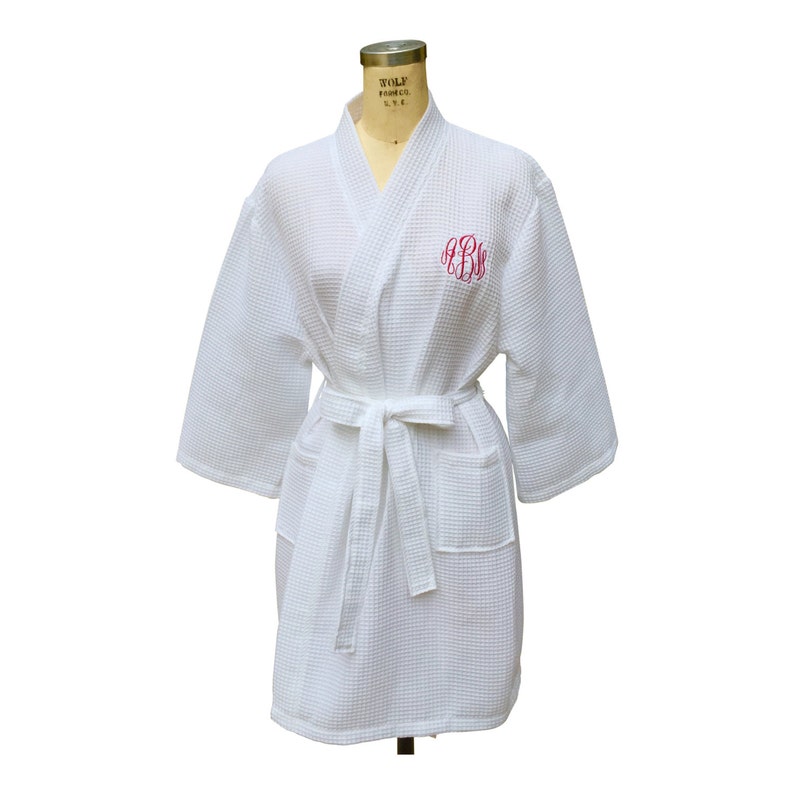 Bridesmaids Robes Bridesmaid Gift Monogrammed Robe for Wedding Party Monogram Robe Short Kimono Waffle Weave