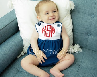 Unisex Sunsuit, Monogram Romper, Monogram Bubble, Boys Romper, Girls Romper, Monogram Sunsuit, Monogrammed Baby Bubble, Personalized Sunsuit