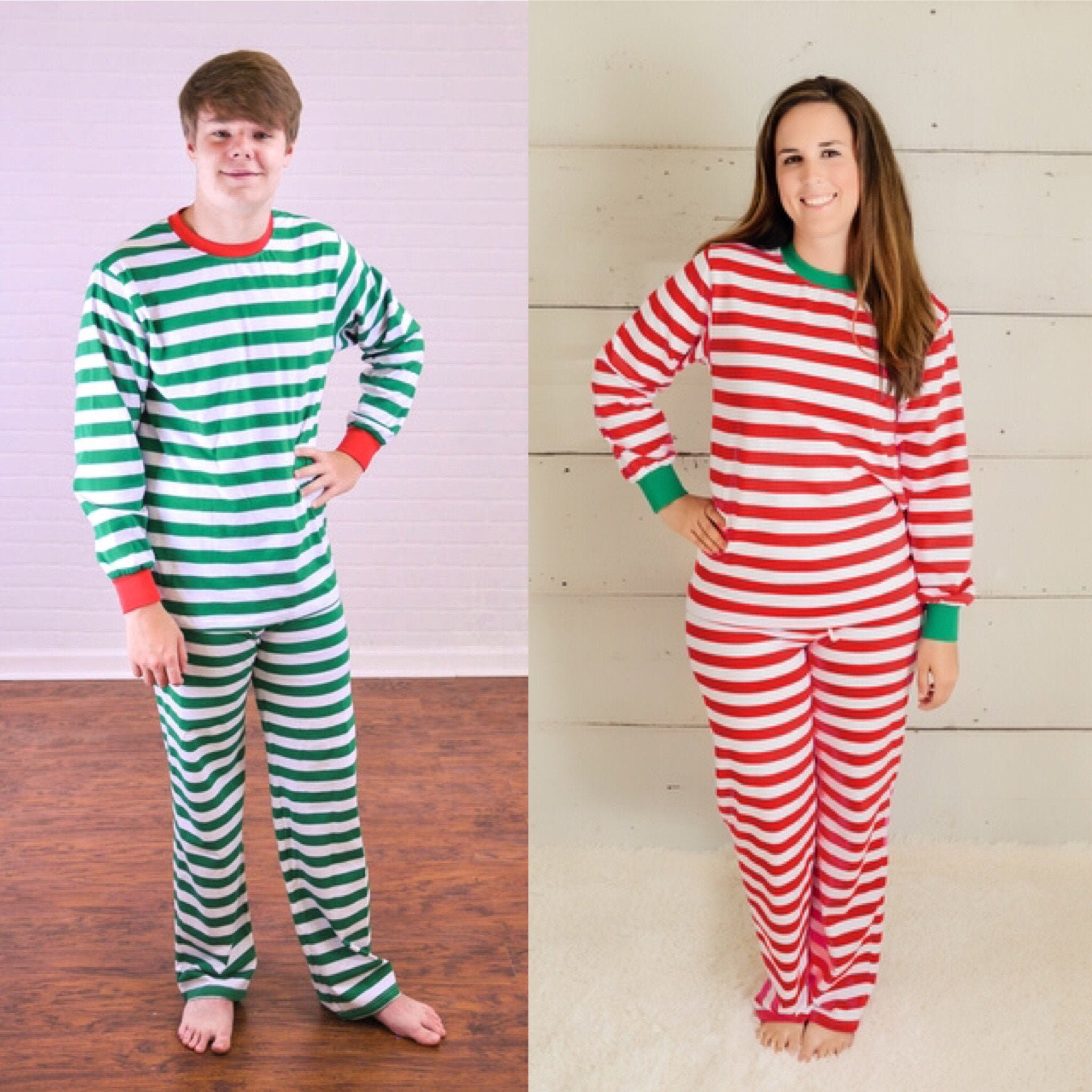 Striped red and white pajamas hotsell