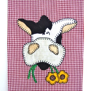 Cow Applique Tea Towel, Kitchen Towel, Dish Towel, Hand Towel country decor image 2