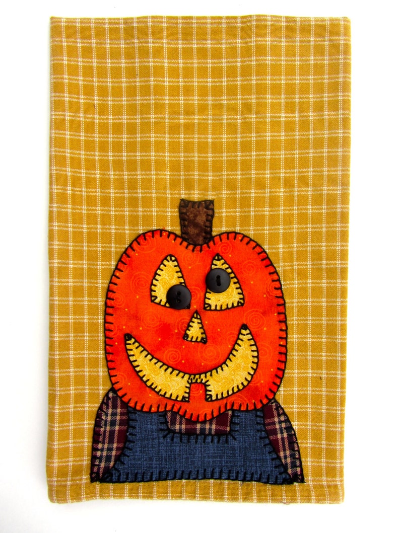 Dish Towel Hand Towel Halloween Decor Home Decor Kitchen Towel Halloween Tea Towel Thanksgiving Tea Towel Pumpkin Applique Tea Towel
