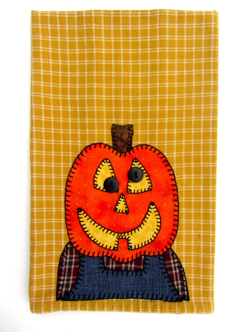 Halloween Tea Towel Thanksgiving Tea Towel Pumpkin Applique Tea Towel, Hand Towel, Dish Towel, Kitchen Towel, Home Decor, Halloween Decor image 5