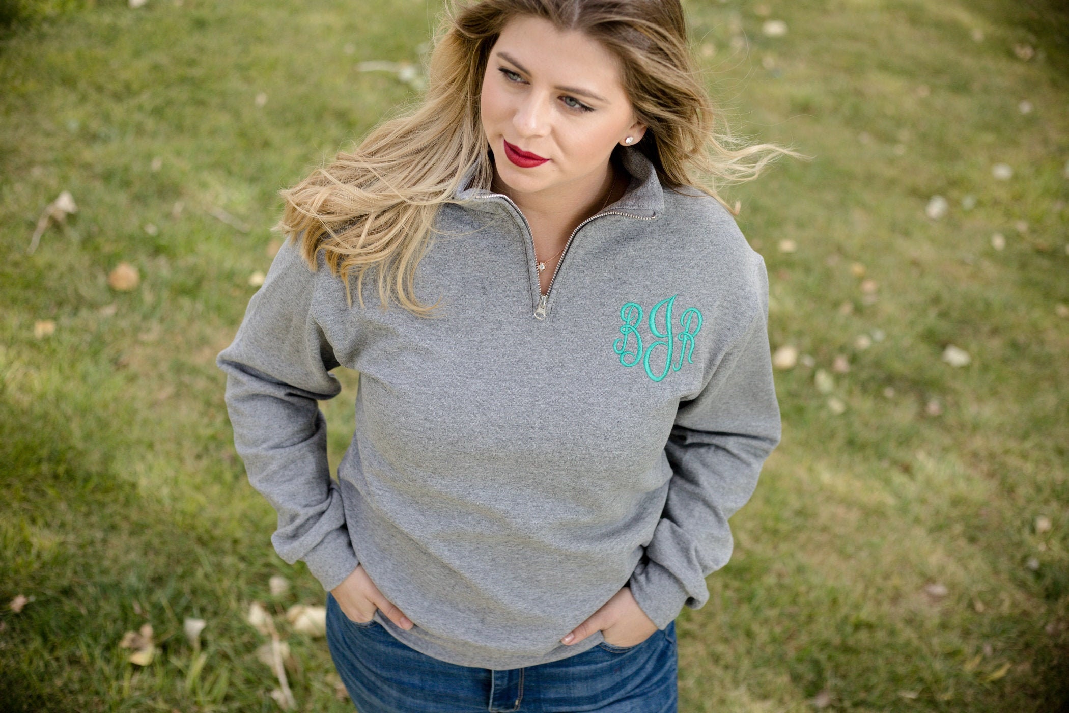 Monogram quarter zip pullover cheap