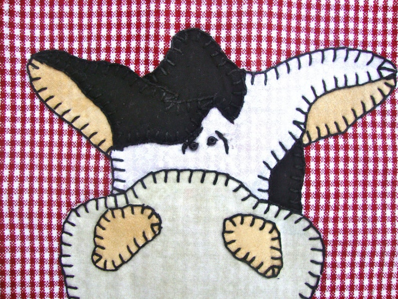 Cow Applique Tea Towel, Kitchen Towel, Dish Towel, Hand Towel country decor image 4