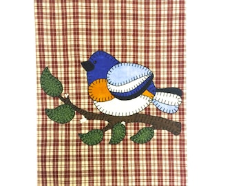 Blue Bird Applique Tea Towel, Bird Applique Tea Towel, Bird Applique, Applique Towel, Summer Applique Towel, Spring Applique Tea Towel