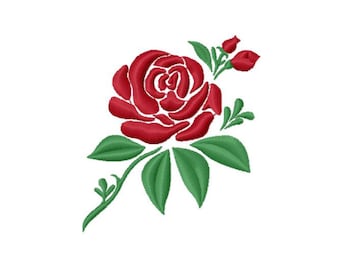 Tattoo Style Red Roses ~ Machine Embroidery Design in 2 sizes - Instant Download