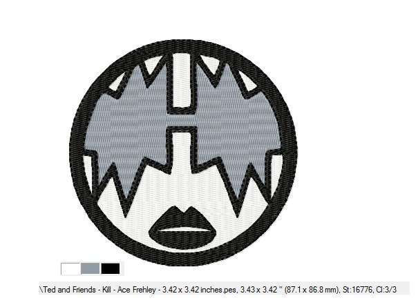 KISS ~ Ace Frehley ~ Machine Embroidery Design in 3 Sizes KISS ~ Ace Frehley ~ Machine Embroidery Design in 3 Sizes