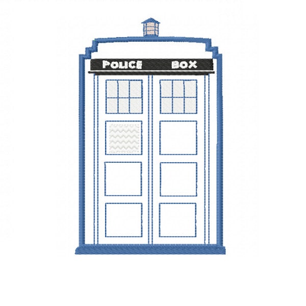 It's Bigger on the Inside - Applique TARDIS - Machine Embroidery Design in 3 sizes - Instant Download