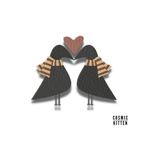 Crow Me Some Love ~ Machine Embroidery Design in 2 sizes - Instant Download ~ Smoochy Ravens
