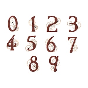 Steampunk Numbers Zero to Nine - 4 x 4 hoop  ~ Instant Download