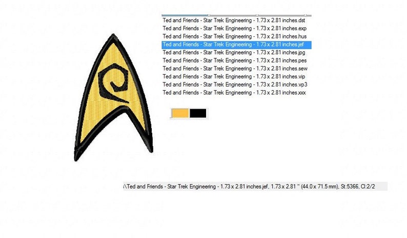 Star trek engineering logo machine embroidery design in 2  etsy Star trek engineering logo machine embroidery design in 2  etsy