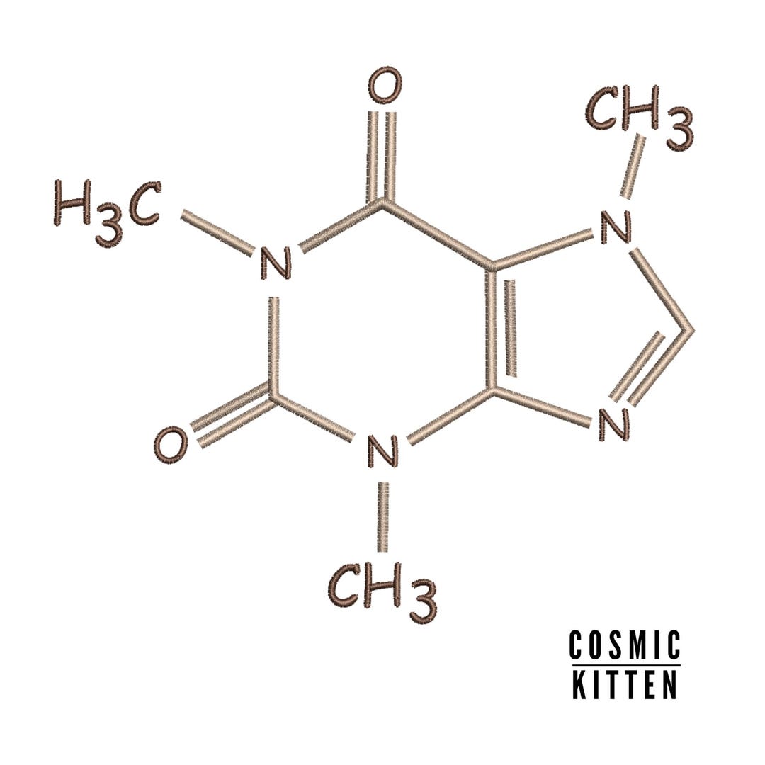 Caffeine Molecule Machine Embroidery Design - 3 Sizes - Instant ...