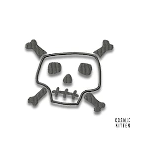SKULL and BONES Applique ~ Machine Embroidery Design in 2 sizes - Instant Download