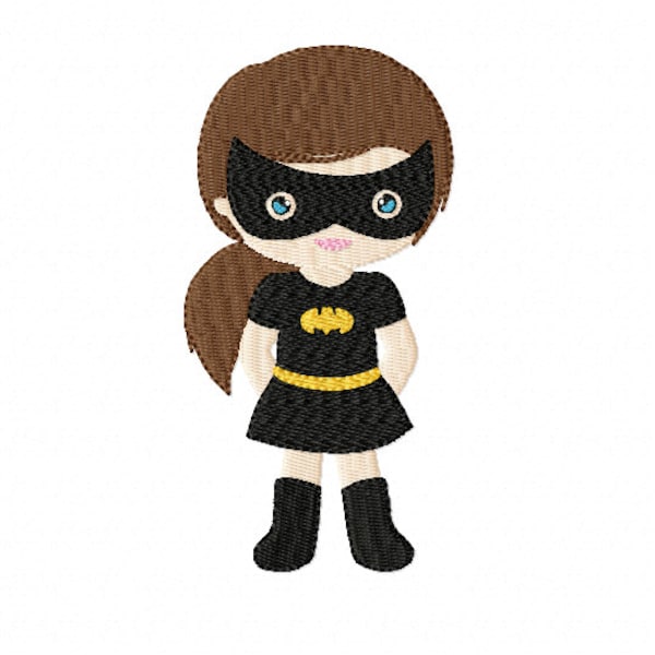 SUPER HERO - Batgirl ~ Filled Machine Embroidery Design in 2 sizes ~ Instant Download ~ Bat Girl ~ Batman's sidekick ~ Barbara Gordon