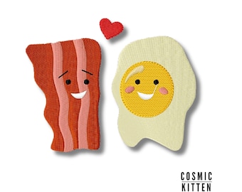 Motif de broderie Machine bacon et oeuf | Nourriture kawaii pour le petit-déjeuner | Cerceau 4x4 et 5x7 | Téléchargement instantané