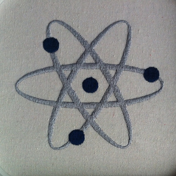 Atom - Proton Neutron Electron - Filled Machine Embroidery Design - Atom - Instant Download